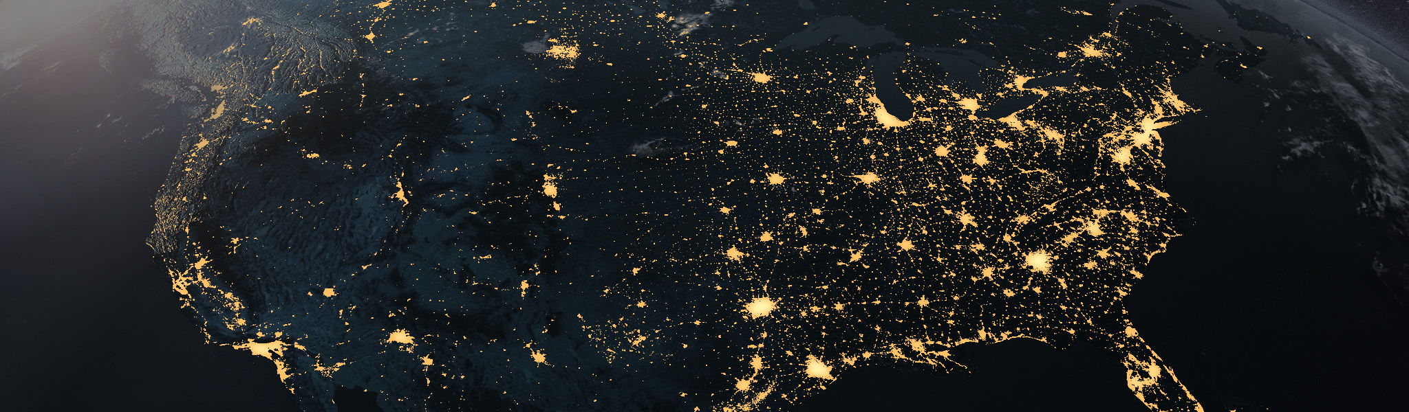 Lights from North America as seen from space.
